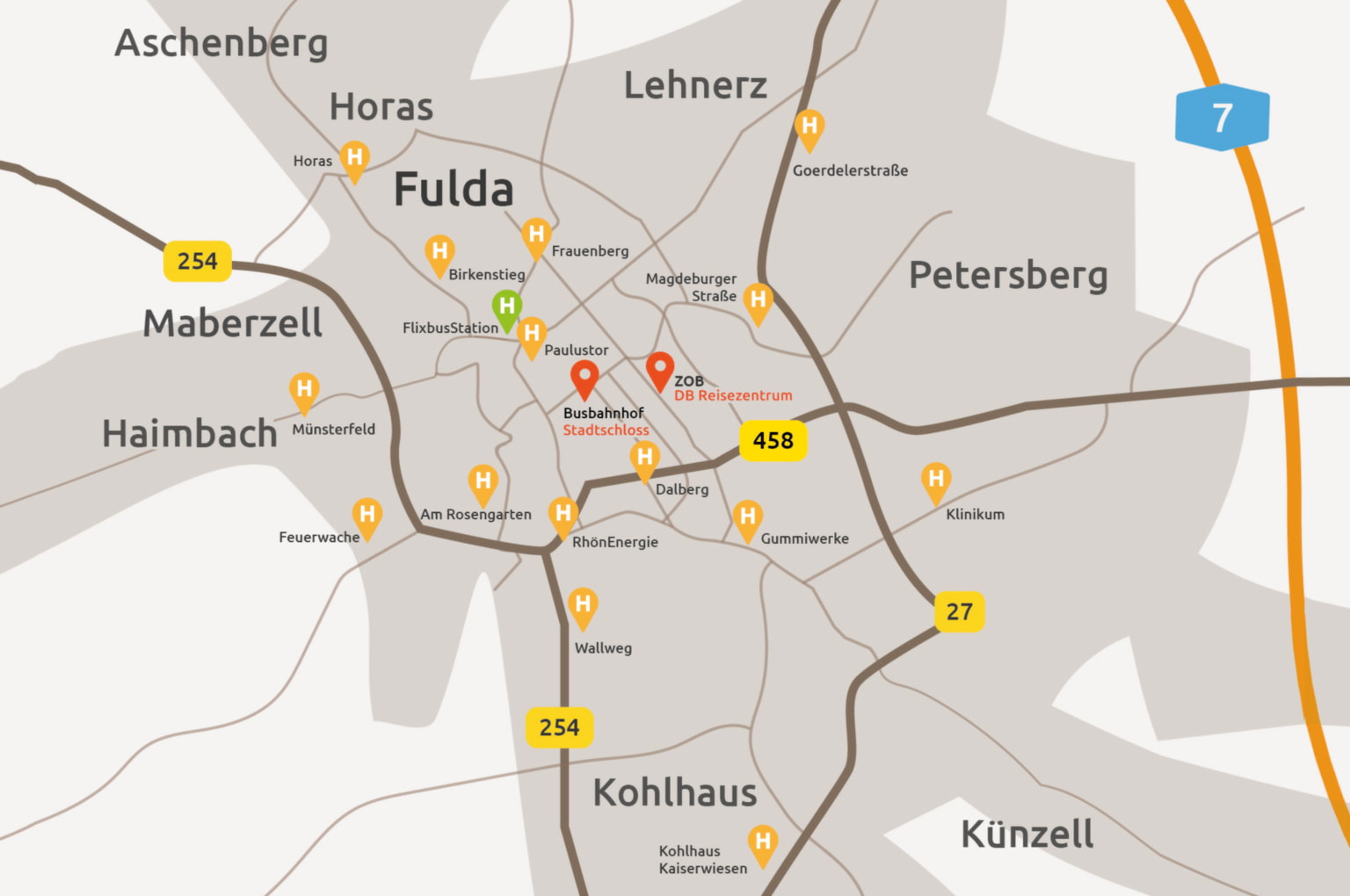 Karte: Bus - Tourismus Fulda
